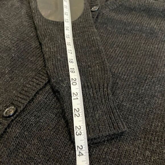 Pam & Gela Wool Alpaca Lamb Leather Cardigan Button Front Zip Back Black Small - Picture 12 of 13